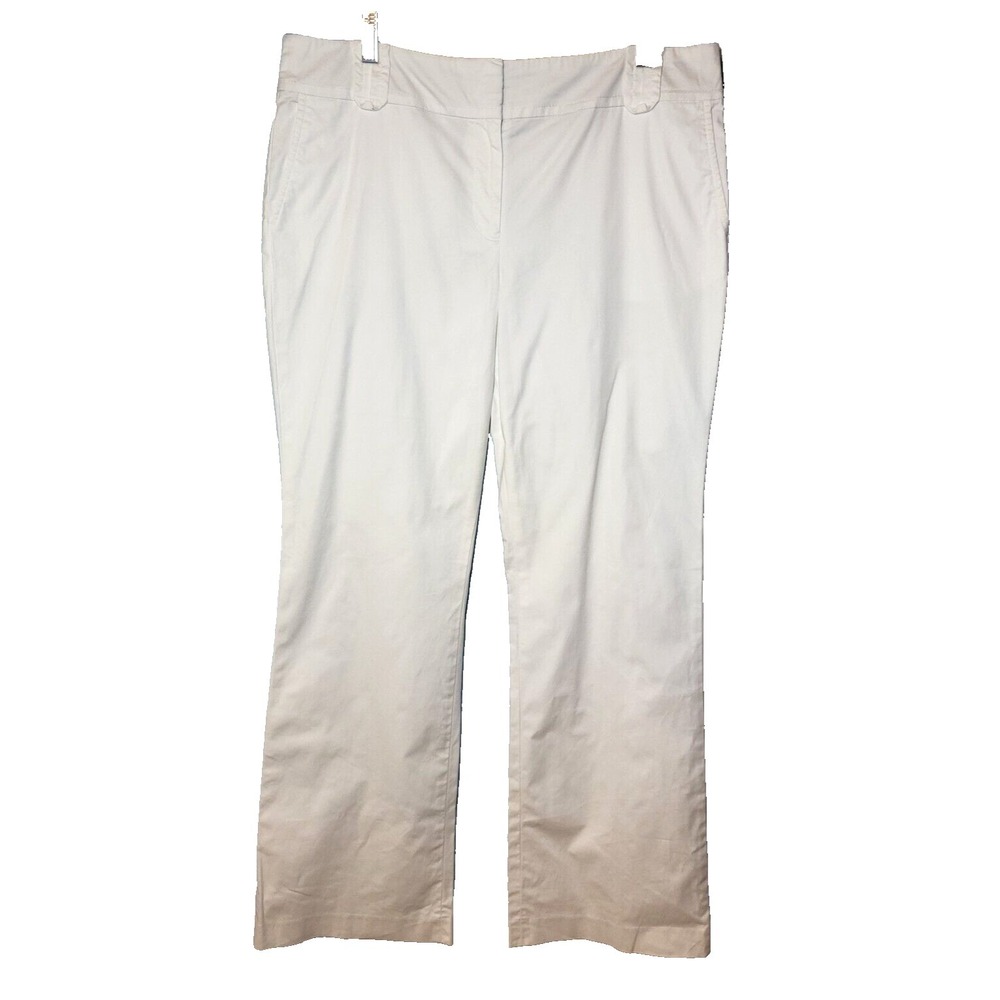 Loft Ann Taylor White Cotton Spandex "ANN"‎ Bootcut Pant Pockets Stretch Size 14